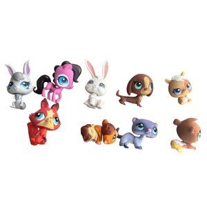 Lot Of 9 Littlest Pet Shop Animal Figures Authentic LPS Collectible Toys
